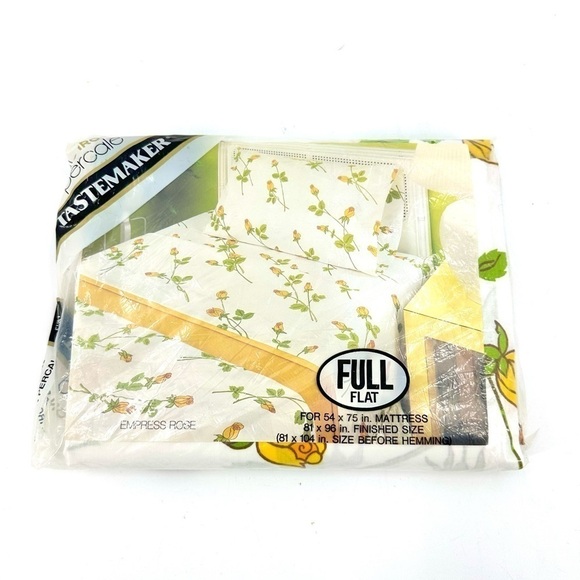 Vintage Tastemaster Percale No Iron Full Flat Sheet Empress Rose Floral NEW - Picture 8 of 8